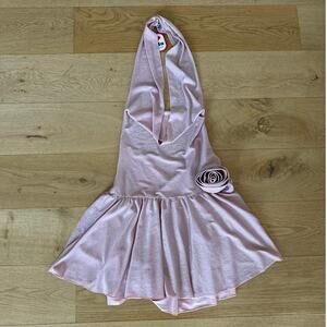 Omighty - Sparkly Halter Neck Rosette Detail Mini Dress in Pink